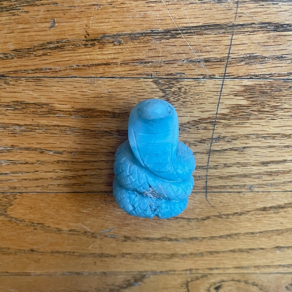 Hand Carved Blue Crystal Cobra Figurine